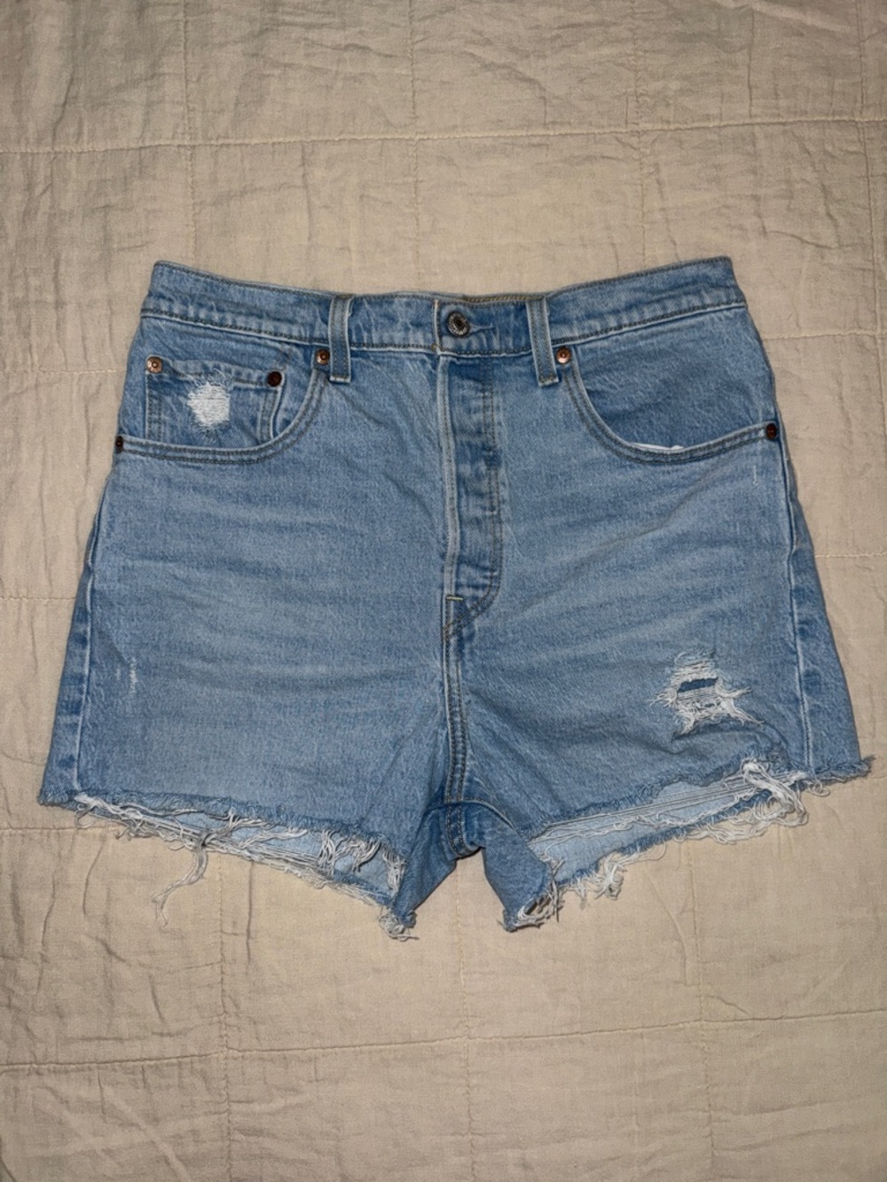 Levi's Light Blue Distressed Cutoff Denim Shorts
